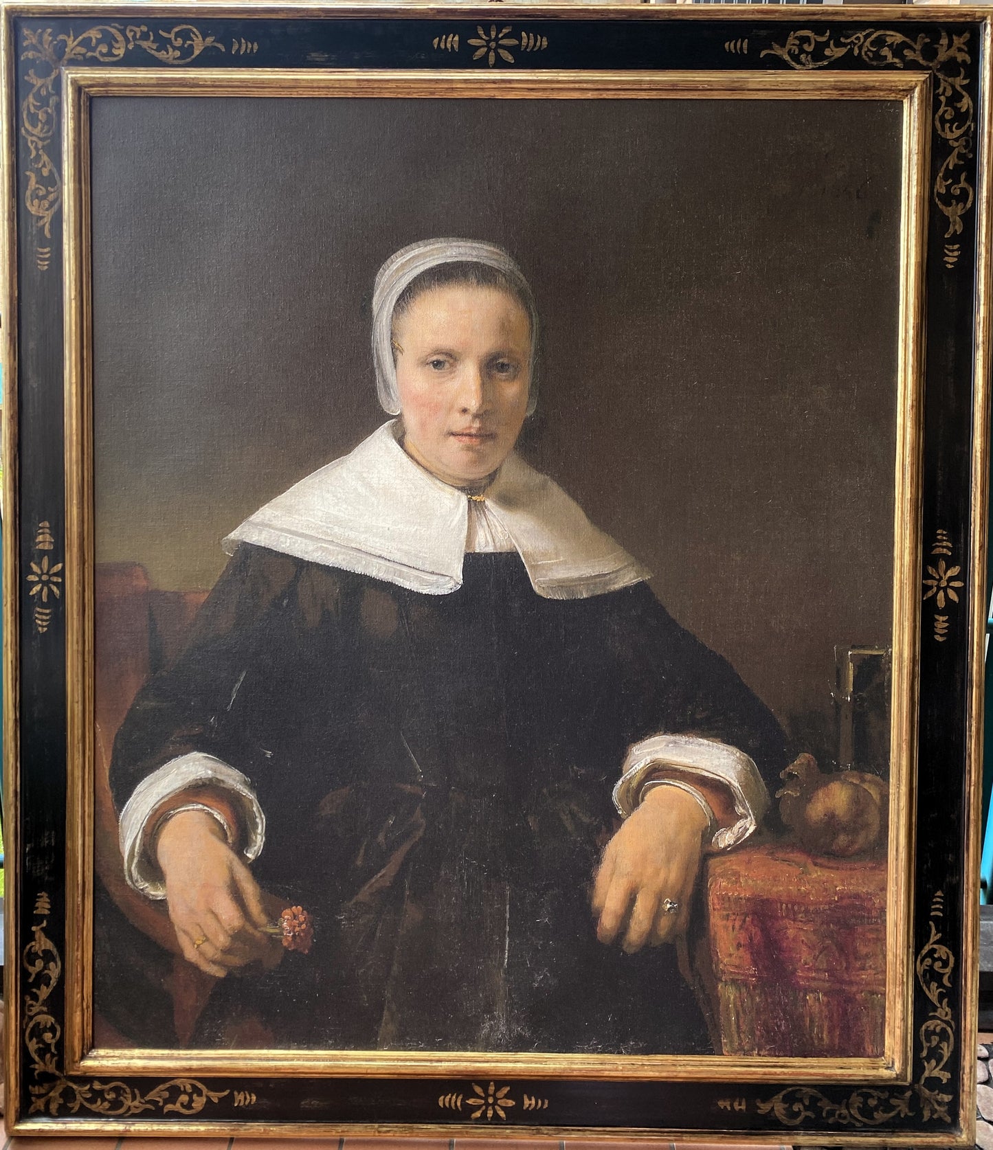 Rembrandt van Rijn: A Woman Holding a Pink, 1656 (Magna Opera Replica™)